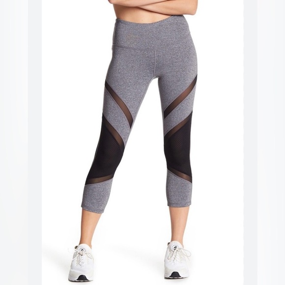 Z by Zella Gray Stretch Mesh Active Athletic Yoga Leggings Size Small - Picture 1 of 6
